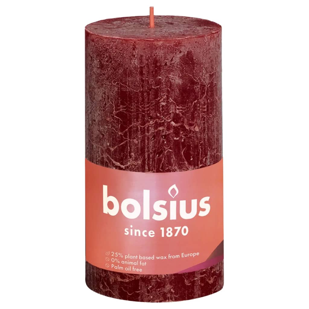 Bolsius Bolsius Stollen Shine 4 St Rustic 130x68 mm Velvet Red