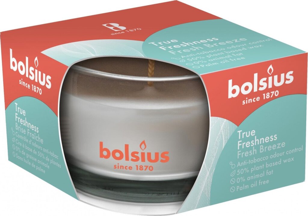 Bolsius doftande ljus True Freshness Fresh Breeze 8 cm Glass Decoration Atmosphere Candle