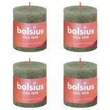 Bolsius Bolsius Stollen Shine 4 st rustikální 80x68 mm čerstvá olivová barva