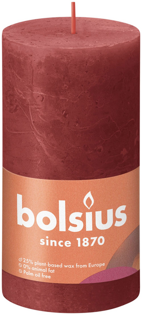 Bolsius Shine Collection Rustikale Stumpenkerze 130 68 Zartes Rot – Zartes Rot<br>