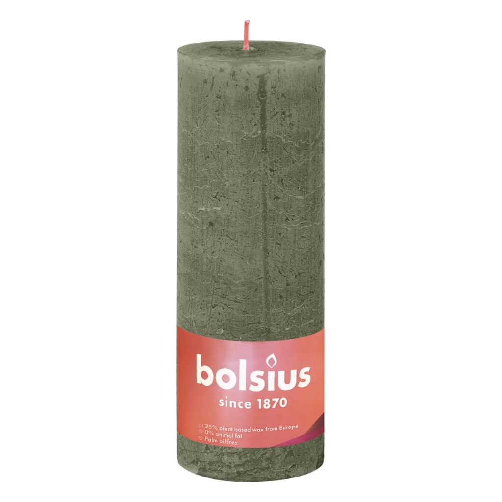 Bolsius Bolsius Stollen Shine 4 St Rustic 190x68 mm Olivo fresco colorato