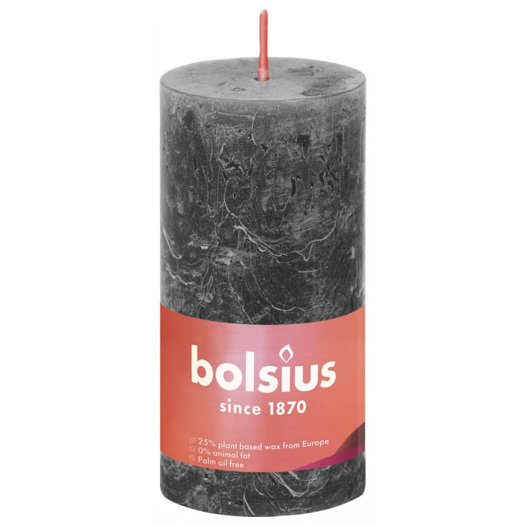 Bolsius Bolsius Stollen Shine 8 St rustikalni 100x50 mm Storm Grey