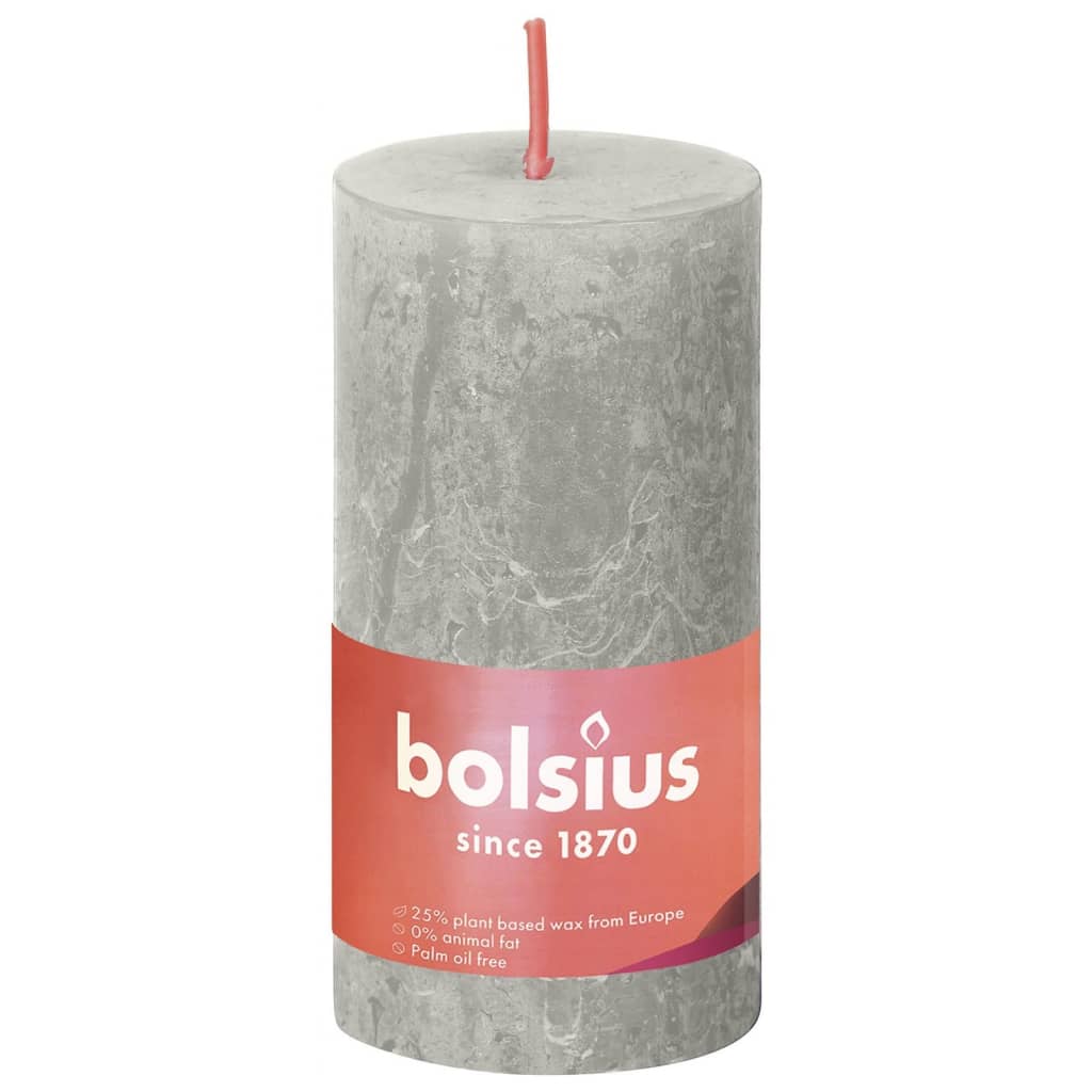 Bolsius Bolsius Stollen Shine 8 St rustikalni 100x50 mm peščeno sivo