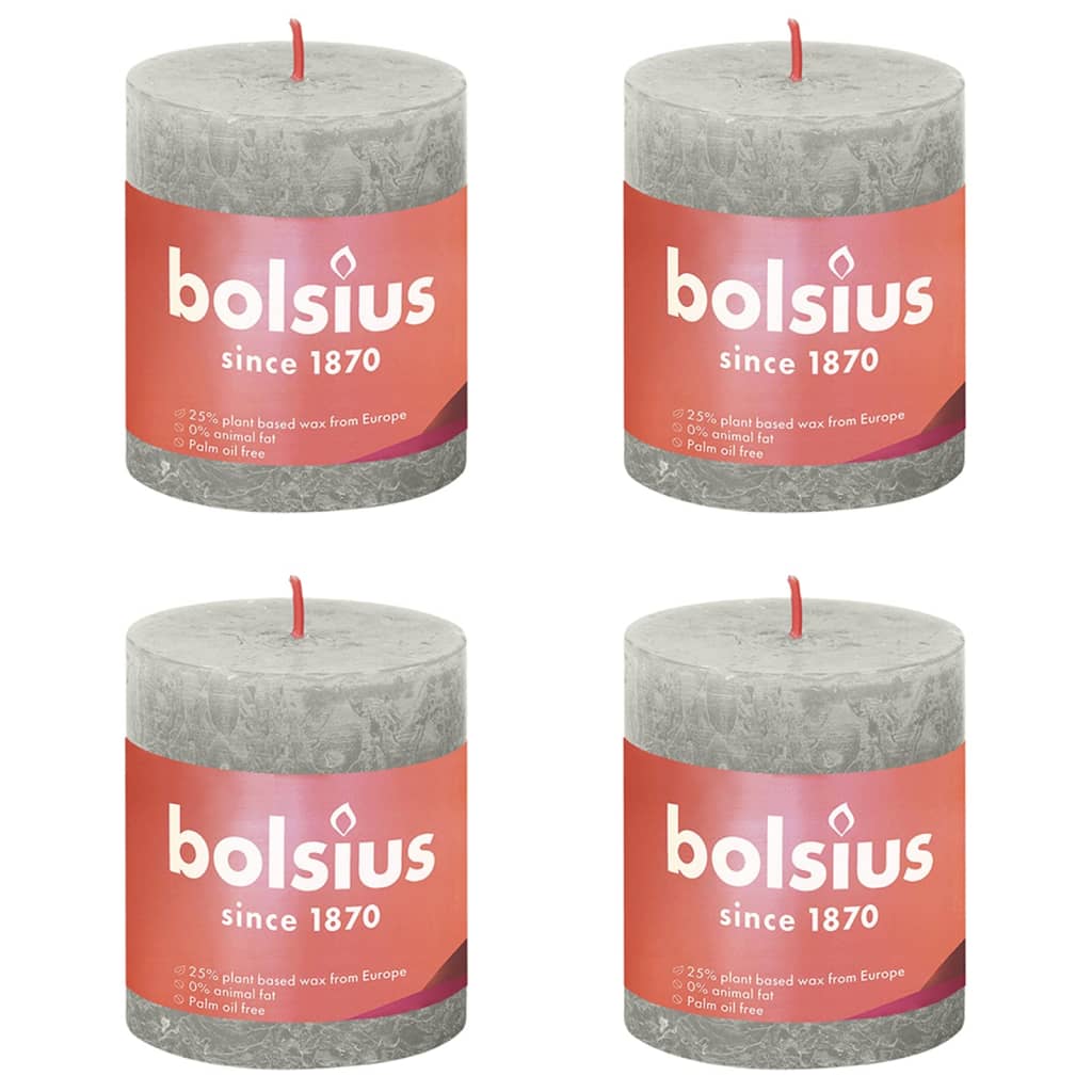 Bolsius Bolsius Stollen Shine 4 St Rustic 80x68 mm pesek siva