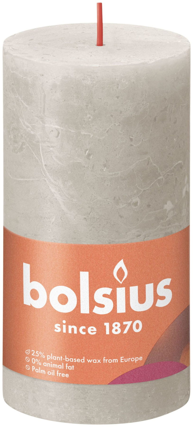 Bolsius Shine Collection Rustikale Stumpenkerze 130 68 Sandgrau – Sandgrau