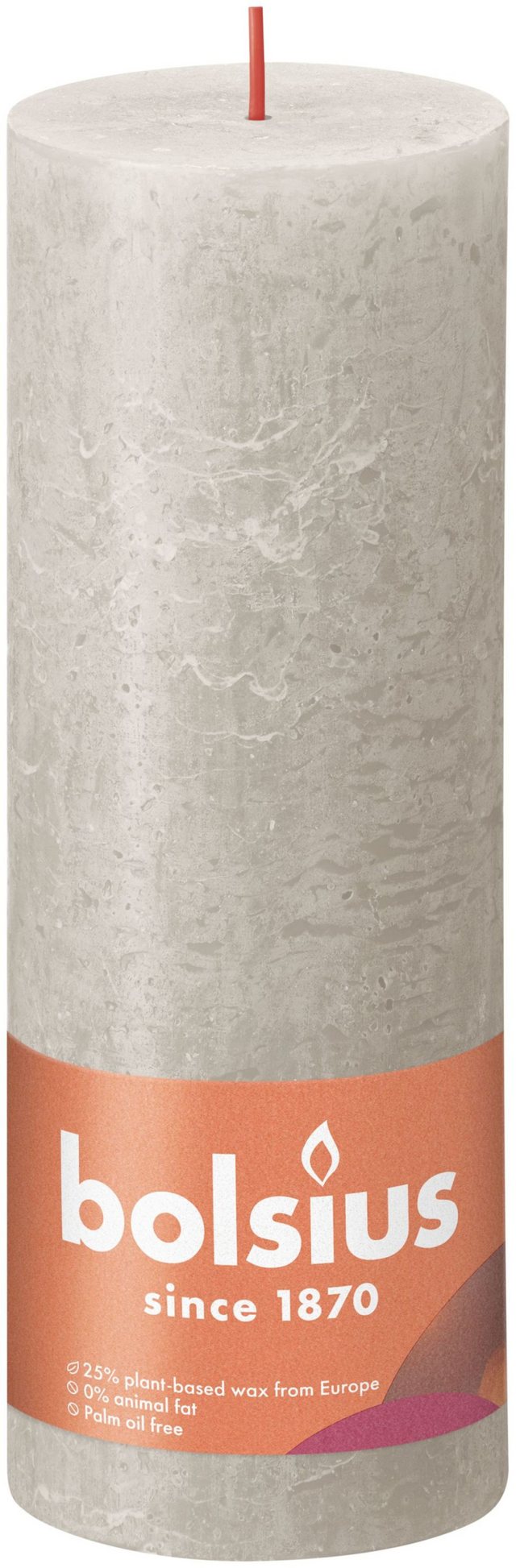 Bolsius Shine Collection rustikale Stumpenkerze 190 68 Sandgrau – Sandgrau