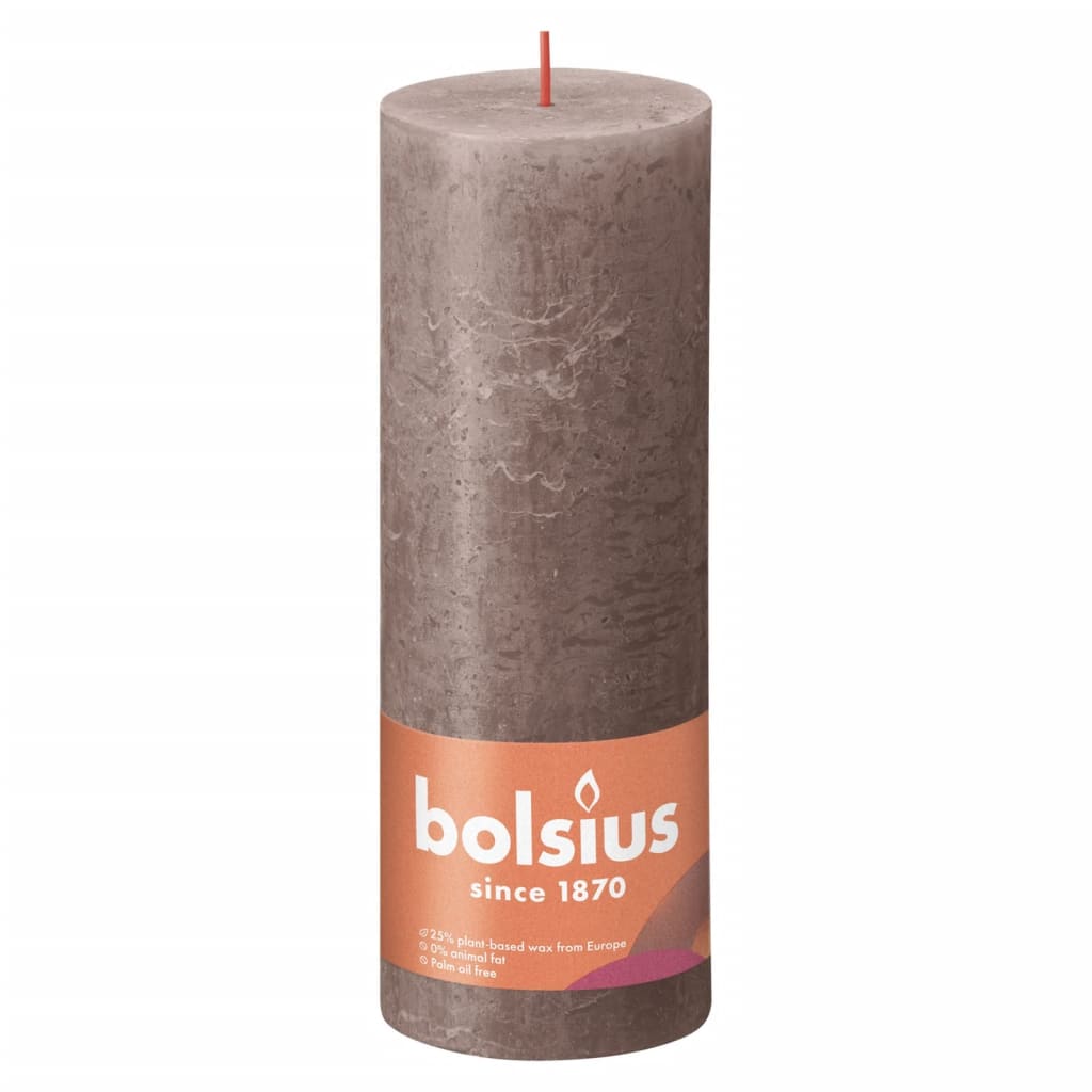 Bolsius bolsius stompkaarsen shine 4 st rustiek 190x68 mm rustiek taupe