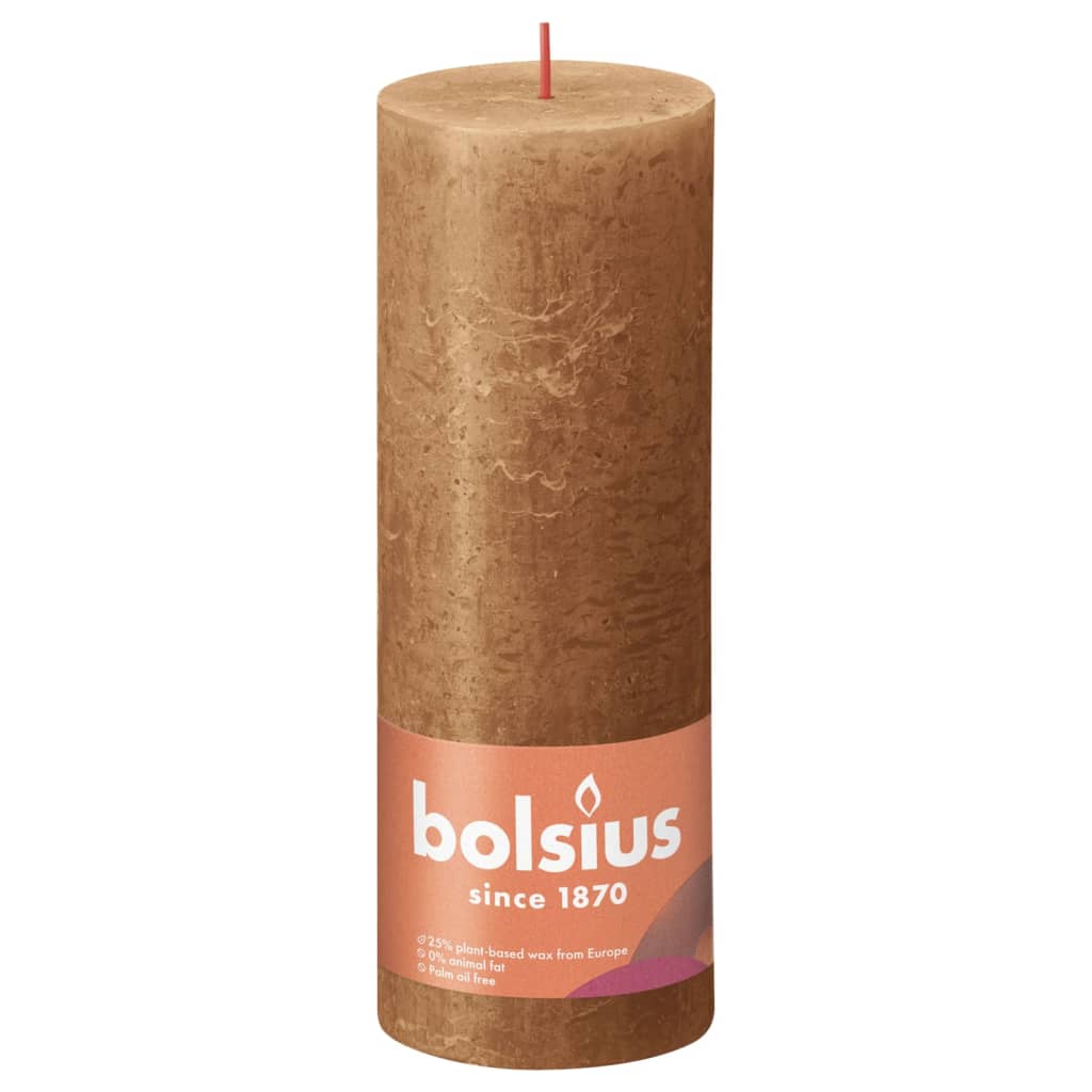 Bolsius Bolsius Stompkaarsen Shine 4 st rustiek 190x68 mm spice brown