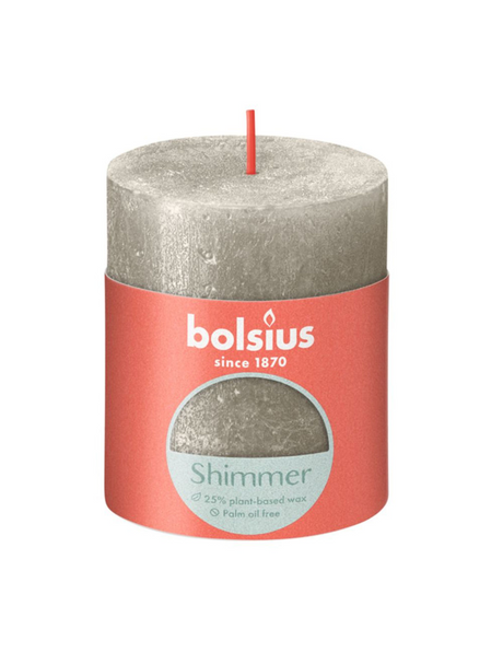 Bolsius rustikale Stumpenkerze 80 68 schimmernder Champagner