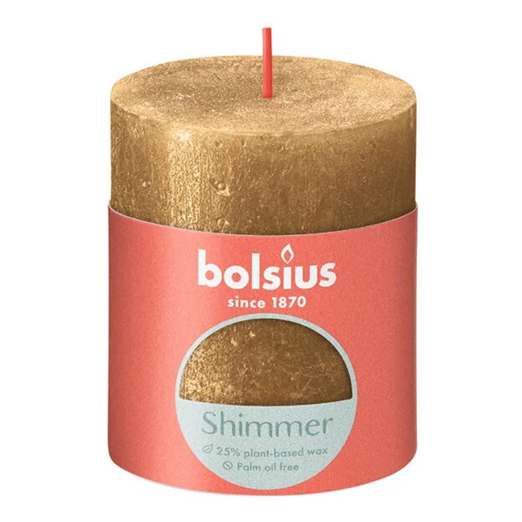 Bolsius bolsius stompkaars shimmer 8x6.8 cm goud