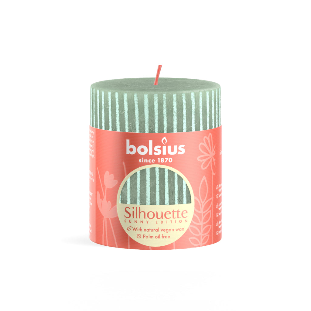 Bolsius Stub Candle Silhouette Jadegroen mit Druck 8x6,8 cm