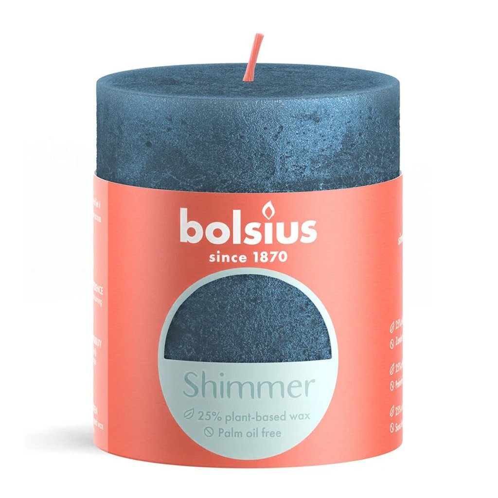 Bolsius Shimmer Stub Candle 8x6,8 cm blå