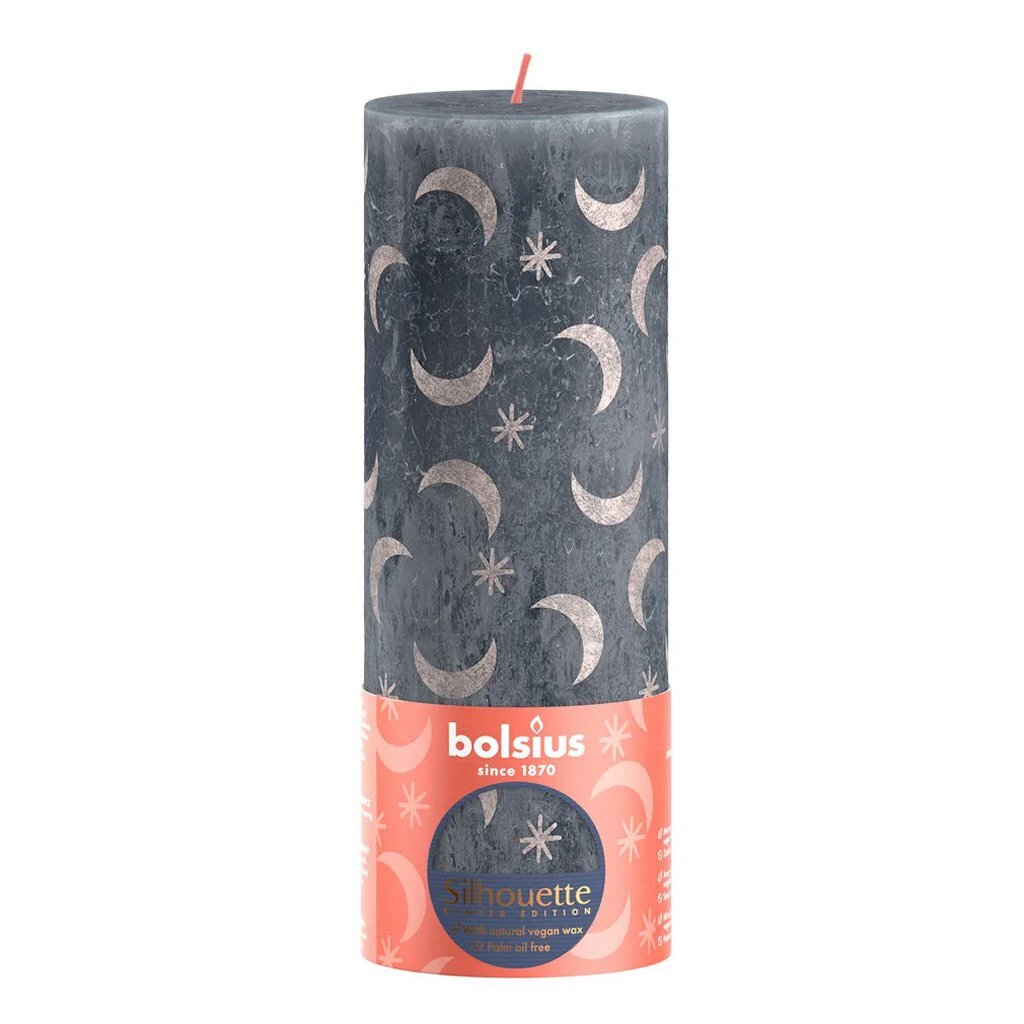 Bolsius Silhouette Stub candle with print 19x6.8 cm slate blue