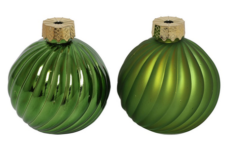 Countryfield kerstbal ro stripe a2 groen ø10cm