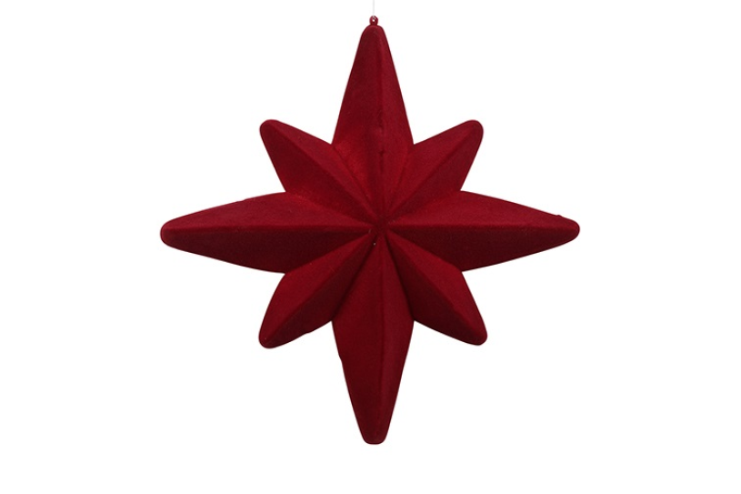 Countryfield ster flocked mea m rood 6x40x40cm