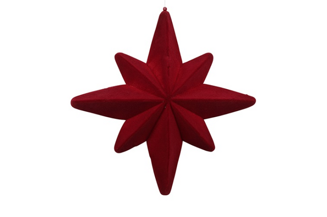 Countryfield ster flocked mea m rood 6x40x40cm
