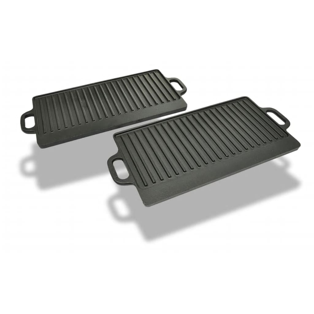 Vidaxl Grill plate cast iron double -sided 38x23 cm 2 sts