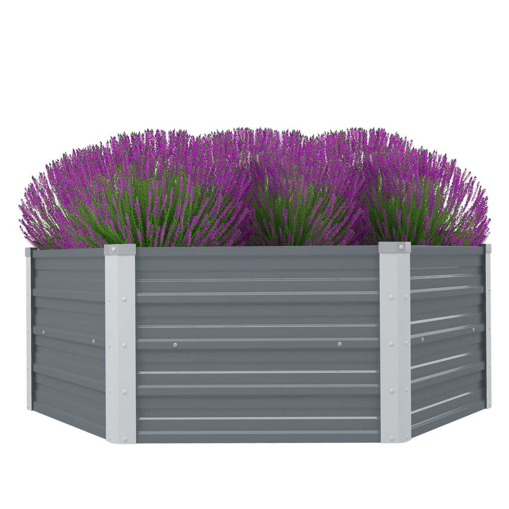 Vidaxl Planter hevet 129x129x46 cm galvanisert stålgrå