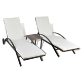 Vidaxl ligbedden met tafel poly rattan bruin
