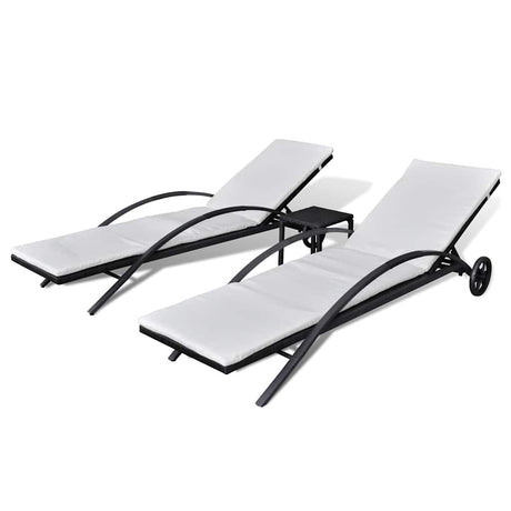 Vidaxl ligbedden met tafel poly rattan zwart