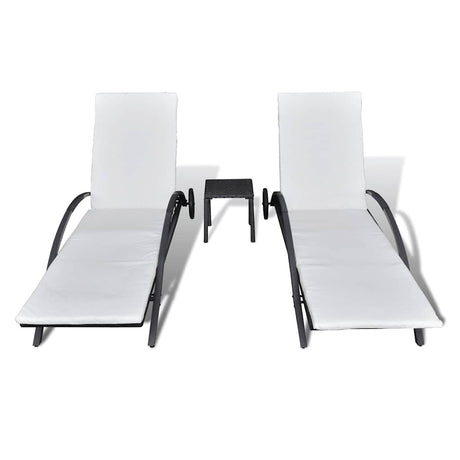 Vidaxl ligbedden met tafel poly rattan zwart