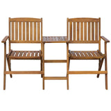 Vidaxl tuinbank met theetafel inklapbaar 140 cm massief acaciahout