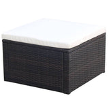 Vidaxl voetenbank poef bruin 53x53x30 cm poly rattan