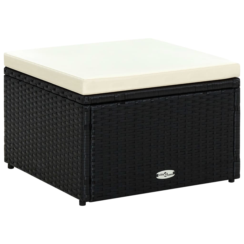 Vidaxl voetenbank poef zwart 53x53x30 cm poly rattan