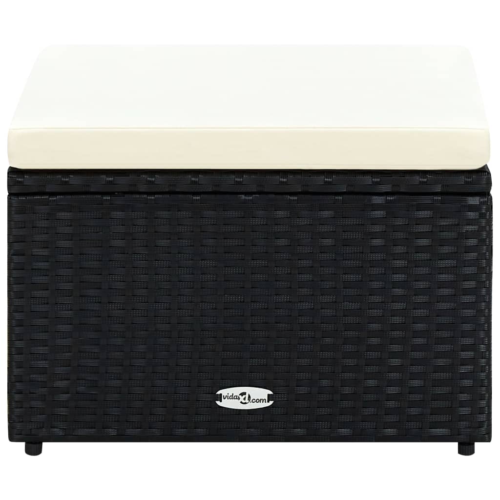 Vidaxl voetenbank poef zwart 53x53x30 cm poly rattan