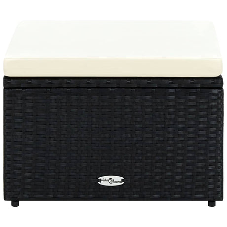 Vidaxl voetenbank poef zwart 53x53x30 cm poly rattan
