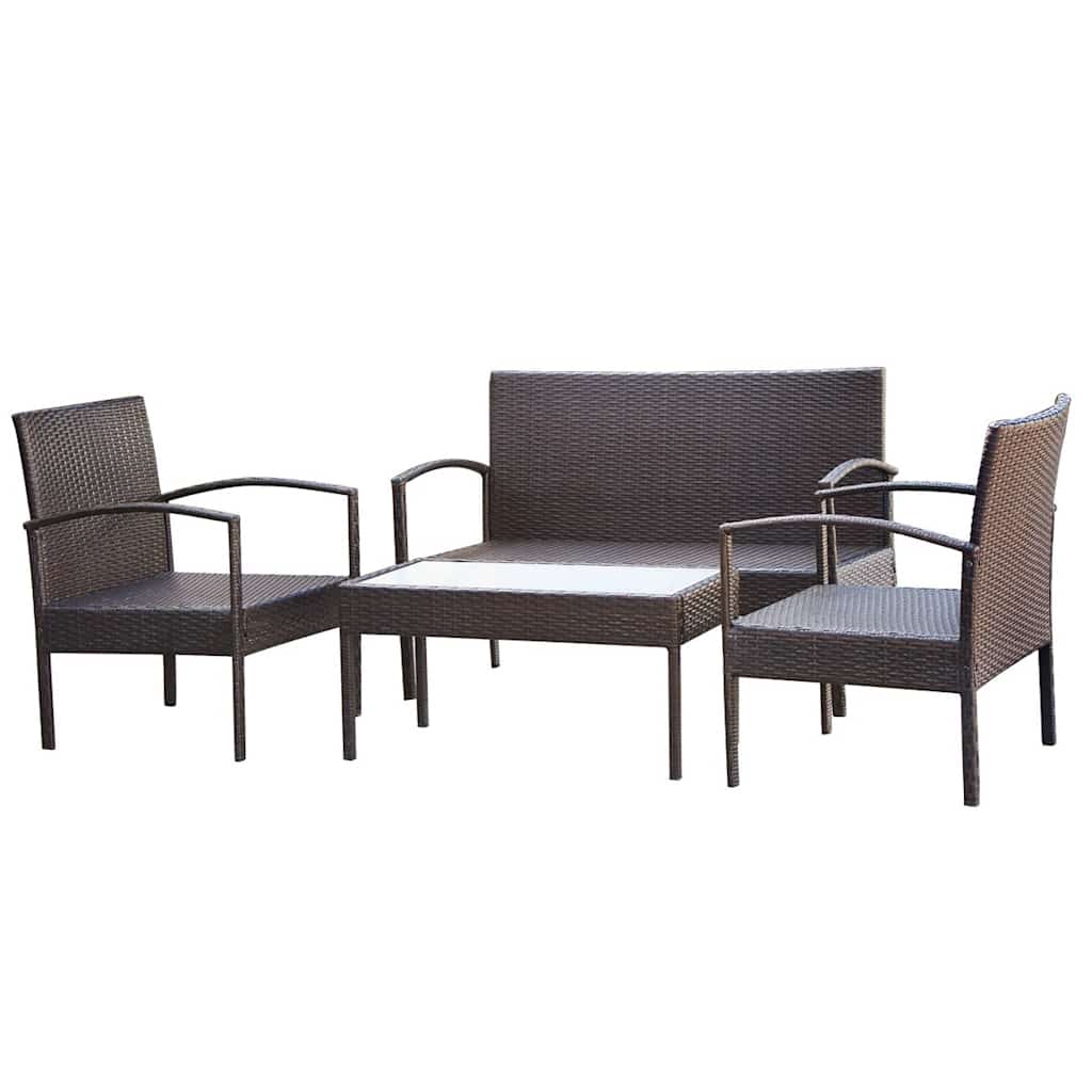 Vidaxl 4-delige loungeset met kussens poly rattan bruin