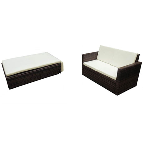 Vidaxl 2-delige loungeset met kussens poly rattan bruin