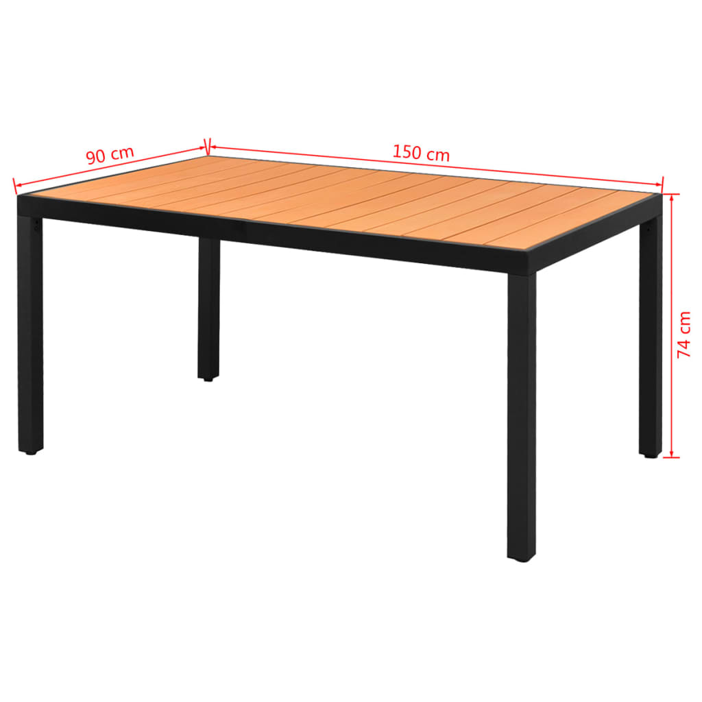 Vidaxl tuintafel 150x90x74 cm aluminium en hkc bruin