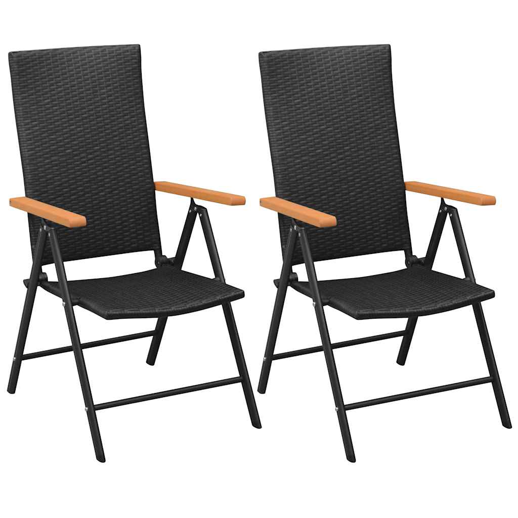 Vidaxl tuinstoelen stapelbaar 2 st poly rattan zwart