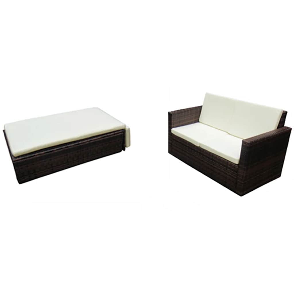 Vidaxl 2-delige loungeset met kussens poly rattan bruin