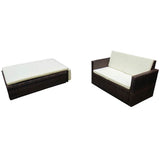 Vidaxl 2-delige loungeset met kussens poly rattan bruin