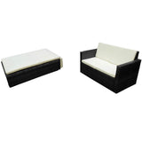 Vidaxl 2-delige loungeset met kussens poly rattan zwart
