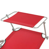 Vidaxl ligbed met luifel staal rood