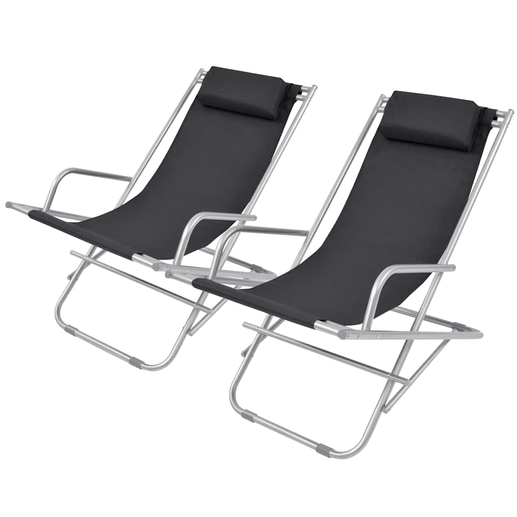 Vidaxl terrasstoelen verstelbaar 2 st staal zwart