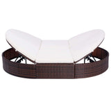 Vidaxl loungebed met kussen poly rattan bruin