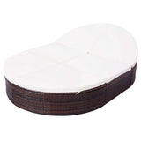 Vidaxl loungebed met kussen poly rattan bruin