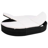 Vidaxl loungebed met kussen poly rattan zwart