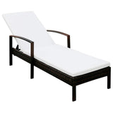 Vidaxl ligbed met kussen poly rattan bruin