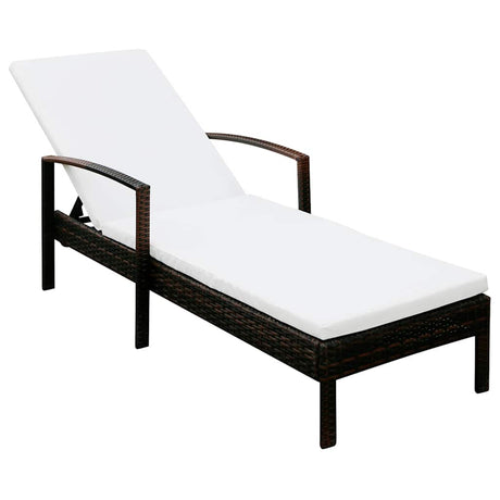 Vidaxl ligbed met kussen poly rattan bruin