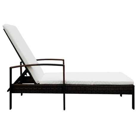 Vidaxl ligbed met kussen poly rattan bruin