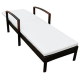 Vidaxl ligbed met kussen poly rattan bruin