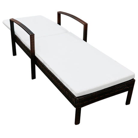 Vidaxl ligbed met kussen poly rattan bruin