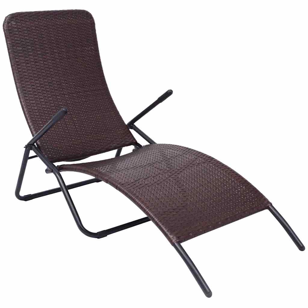 Vidaxl inklapbaar ligbed poly rattan bruin