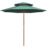 Vidaxl Double Decker Parasol 270x270 cm Green di legno