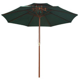 Vidaxl Double Decker Parasol 270x270 cm Holzstange Grün